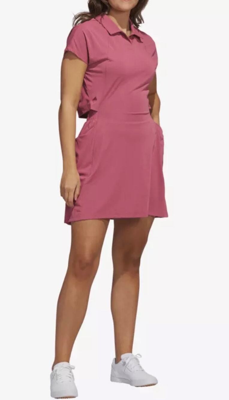 Adidas Go-To Open Back Women's Short Sleeve Golf Dress Mauve Sz M New